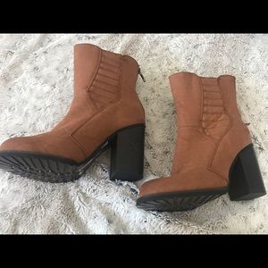 Faux leather chunky heel Moto Bootie